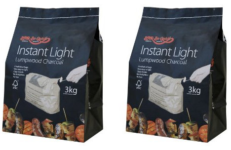 2 X Le charbon Bar-Be-Quick à allumage instantané 3kg Il contient un sac intérieur de 1,5 kg et n’a donc pas besoin d’un produit d’allumage ; mains propres et sans chichi !