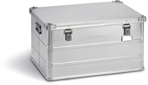 Enders Vancouver Caja almacenaje de aluminio 170 litros - Maletin con asa de transporte, Rincones de apilamento y hangtag de acero inoxidable - Caja aluminio Plateado #1351