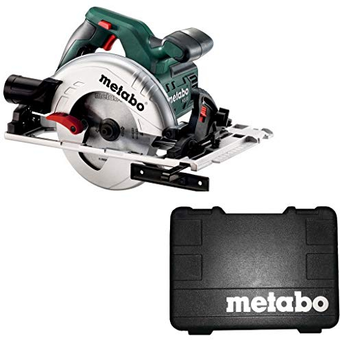 metabo Handkreissäge KS 55 FS - 1200 W, 55 mm Schnitttiefe, 160 mm Sägeblatt, 5600 U/min - Schnittanzeiger, Softgrip, Absauganschluss, für Führungsschienen geeignet - Inkl. Zubehör & Kunststoffkoffer