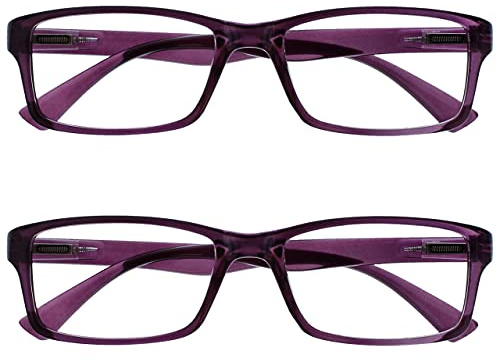OPULIZE La Compañía Gafas De Lectura Púrpura Lectores Valor Pack 2 Hombres Mujeres UVR2092P +2,50
