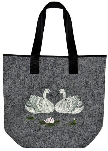 Fan-O-Menal Filztasche mit Einstickung - 2 SCHWÄNE - Tasche Shopper Umhängetasche - 26068