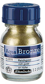 Schmincke - Aqua-Bronze, rich gold, 20 ml, 15 811 032, shiny metallic effects on gouache and watercolour paintings, paper, cardboard, painting board, canvas