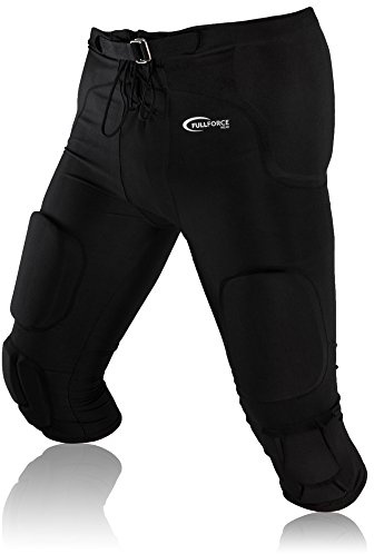 Full Force American Football Gamehose Stretch mit integrierten 7 Pocket Pad All in One, schwarz, Gr. XS