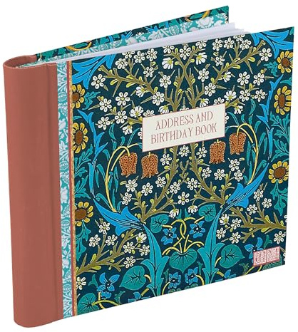 William Morris Blackthorn Address & Birthday Book – Floral Address Organiser with Spiral Binding (164 x 145mm) – Contact & Birthday Reminder Book with Tab Dividers