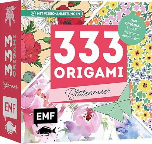 333 Origami – Blütenmeer – Florales Faltvergnügen für Blumen-Fans: Das Original: Mit Anleitungen, Videos und 333 Papieren: Hochwertiges Origami-Papier mit 40 verschiedenen Blumen-Mustern