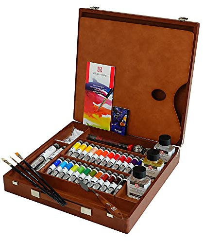 Vernice a olio Van Gogh, tubi da 24x20ml + tubi da 2x60ml + accessori, scatola di legno Expert Set