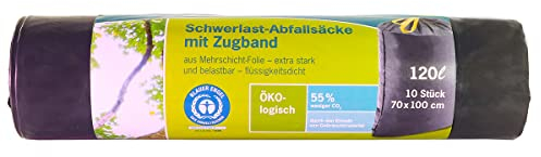 inapa Secolan - Bolsas de basura para jardín, 120 l, con cordón, antigoteo, resistentes, 100% reciclables, 1 rollo de 10 unidades