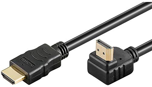 PremiumCord Cavo HDMI 4K Alta Velocità M/M, 10,2Gbps con Ethernet, Compatibile con Video 4K@30Hz, Full HD 1080p, Deep Color, 3D, ARC, HDR, Dolby TrueHD, Connettori 90° Placcati Oro, Nero, 2 m