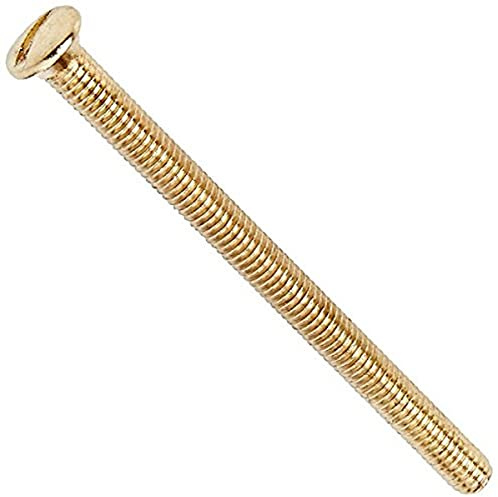 Merriway BH02508 (10 Pcs) EB Electrical Switch Socket Screw, M3.5 x 50 mm (2 Inch) Raised CSK Head, Brass Plated, Pack of 10 Pieces