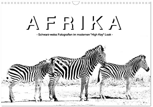 AFRIKA - Schwarz-weiss Fotografien im modernen High Key Look (Wandkalender 2026 DIN A3 quer), CALVENDO Monatskalender: Foto oder Zeichnung? Man muss ... Fotokalender (CALVENDO Tiere)