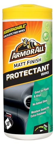 Armor All, 30 Matt Protectant Wipes, Citrus Scent, Suitable for Plastic and Vinyl, Restores your Surfaces Appearance and Keeps them Protected, Ideal For Car Detailing, Freshness Lock, Made in the UK