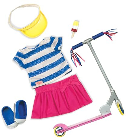 Vår generation – 46 cm dockkläder – sportig outfit – skotertillbehör – topp och kjol – leksak för barn från 3 år – sommar flicka