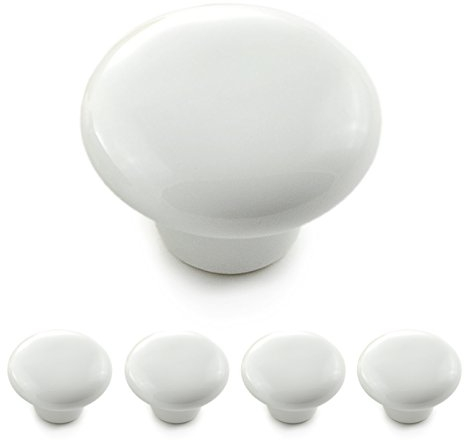 Ganzoo Boutons de Meuble en Porcelaine/Céramique Blanche - Poignée de Porte et Bouton de Meuble