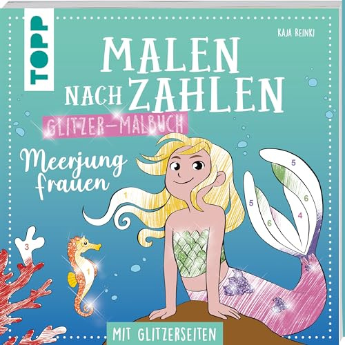 Malen nach Zahlen Glitzer-Malbuch Meerjungfrauen: Mit Glitzerseiten