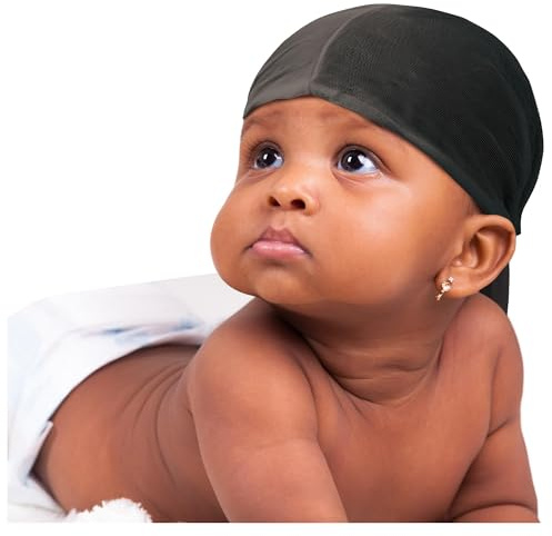 TITAN Baby Satin Du-Rag – Ultra Stretch Tailored Fit for Infants and Toddlers, Extra Long Tail, Soft & Breathable Silky Satin Head Wrap for Boys and Girls, Black
