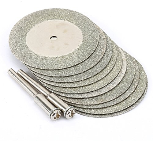Dophee 10PCS 40mm Diamond Cutting Off Discs Wheel Rotary Tool with 2 Mandrel Arbor Set for Metal Glass Ceramics Porcelain Gem Stones