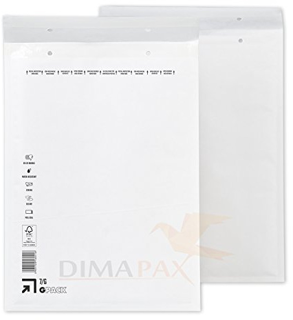 400 Luftpolstertaschen weiß Größe G/7 | Innenmaße: 230 x 340 mm | Außenmaße: 250 x 350 mm/Luftpolsterumschläge I Luftpolsterversandtaschen von dimapax