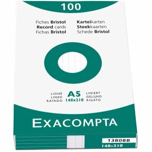 Exacompta Karteikarten A5 liniert weiß VE=100 Stück