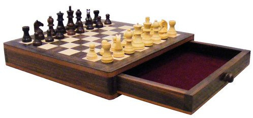 Personalised 9 Square Rosewood Chess Set with Storage Drawer (Engraved Gift) - Enter Your Own Custom Text