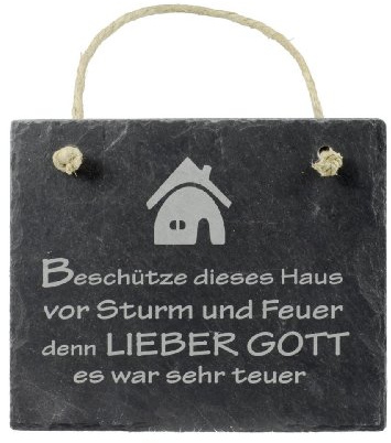 Schiefer Schild Beschütze dieses Haus vor Sturm und Feuer... Haussegen