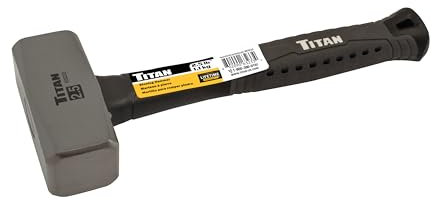 Titan 63233 2.5lb Drilling Hammer, Forged Steel Head, Sledge Hammer with 11 Shock Absorbing Fiberglass Handle with Textured Grip