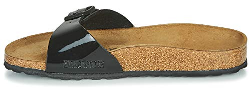 BIRKENSTOCK Classic Madrid Birko-Flor, Damen Pantoletten, Gr.-41 EU,Schwarz (Schwarz Lack)
