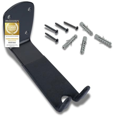 CONTEC Fahrradwandhalter Moulder, alle Radgrößen, aus Stahl, zum Einhängen des Pedals, PVC-Schutzbeschichtung, inkl. Befestigungsmaterial, 1 Stück, schwarz