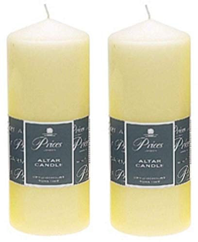 2 x Prices Ivory Altar Candle 200mm X 80mm 100 Hours Burn Time