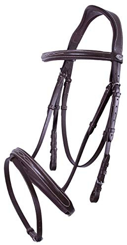 QHP Kombinierte Trense mit Luxus Nähten anatomisch geformt braun + schwarz NEU