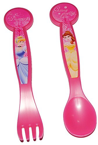 alles-meine.de GmbH 2 TLG. Set Besteck - Princess - Besteckset aus Kunststoff/Plastik - Gabel + Löffel - Kinderbesteck - für Kinder/Maus - Eßlernbesteck Lernbesteck - Mäd..