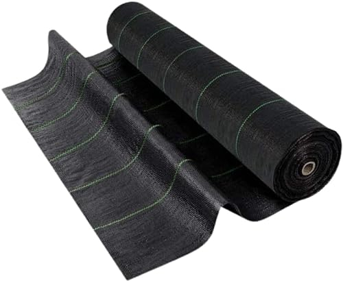 Garden Mile 50m x 1m Heavy-Duty Weed Control Fabric with 50 Ground Pegs - 100gsm Weed Barrier, UV-Resistant Landscape Membrane for Garden, Driveway, Gravel, and Pathways (50x1m + 50 Pegs)
