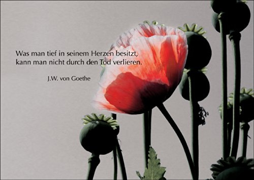 Kartenkaufrausch Trauerkarte: Was man tief in seinem Herzen besitzt, kann man nicht durch den Tod verlieren. Beileidskarte Kondolenzkarte mit Mohn • herzliche Anteilnahme zum kondolieren
