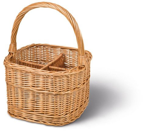 Adam Schmidt Bottle Basket, for 4 Bottles, Willow, Size 280 x 280 x 300 mm, Brown