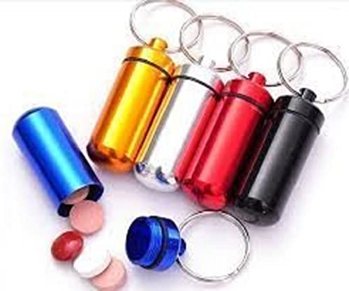 Boolavard® TM Aluminium Pille Box Case Flasche Halter Container Schlüsselanhänger Key Chain Schlüsselanhänger (schwarz)