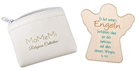 MaMeMi Handschmeichler aus BUCHENHOLZ in Schutzengel Form ca. 5,5 cm mit SEGENSSPRUCH Er hat seinen Engeln befohlen KRAFTSPENDER für UNTERWEGS