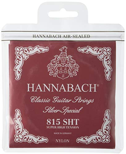 Hannabach Saiten für Klassikgitarre Serie 815 Satz Super High Tension, Gitarrensaite (hochwertig, Allzweck-Saite für klassische Gitarre, Made in Germany), Rot
