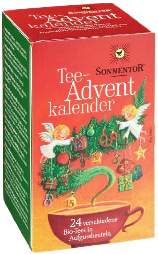 Sonnentor Tee Adventskalender, rot-grüne Spenderbox, 1er Pack (1 x 38 g) - Bio