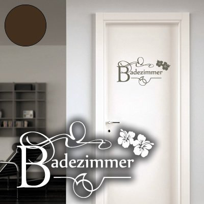 A661 Tür-/Wandtattoo Badezimmer 50cm x 27cm braun (erhältlich in 40 Farben und 2 Größen)