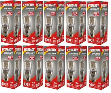 Eveready aparato bombilla – rosca Edison pequeña E14 microondas/horno bombilla – 15 W (Pack de 10)