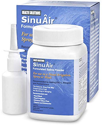 SinuAir Sinus Rinse Salt Solution - Saline Powder for SinuPulse System, Neti Pot Flush, Nasal Wash Squeeze Bottle, & Nose Irrigation, Enhanced Formulation & Cleaning for Sinuses, 200g Bottle