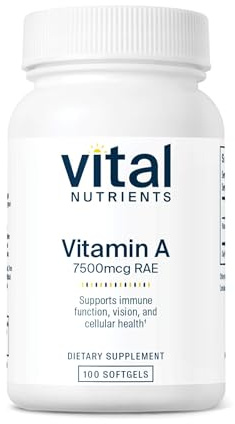 Vital Nutrients Vitamin A 7500mcg RAE - Vitamin A Supplement for Immune Function, Vision, Skin, and Cellular Health - Gluten, Dairy, Soy Free - Non-GMO - 100 Capsules