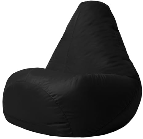 Bean Bag Bazaar High Back Bean Bag Chair - Black, 118cm x 70cm - Water Resistant Garden or Indoor Gamer BeanBag