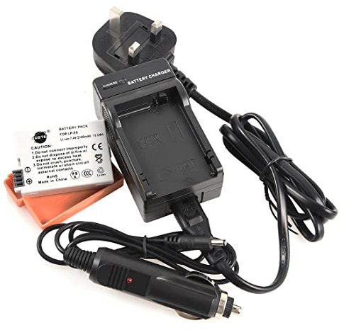 DSTE® LP-E8 - Batteria ricaricabile agli ioni di litio + DC99U da viaggio e caricabatteria da auto per fotocamera digitale Canon EOS 550D 600D 650D 700D Kiss X4 Kiss X5 Kiss X6i X7i Rebel T2i T3i T4i T5i