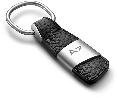 Audi 3181400207 Schlüsselanhänger A7 Leder Keyring Anhänger, schwarz/silber