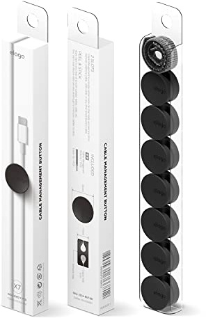 elago Kabelmanagement Button Kabelhalter | selbstklebend, einfache Installation, Kabelmanagement, flexibles TPU, 7er-Pack (Schwarz)