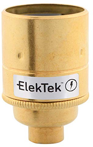 ElekTek ES E27 Lamp Bulb Holder Plain Skirt 10mm Entry Brass Ideal for Vintage Filament Bulbs