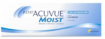 ACUVUE MOIST 1-DAY for Astigmatism Tageslinsen – Tageskontaktlinsen mit -4.75 dpt, Cyl -1.75, Ach 180 & BC 8.5 – UV Schutz, feuchtigkeitsspendend & angenehmes Tragegefühl – 30 Linsen