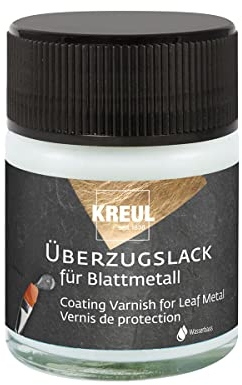 KREUL 99400 - Überzugslack im 50 ml Glas, hochglänzender, transparenter Schutz- und Überzugslack für mit Blattmetall vergoldete Objekte, auf Wasserbasis, Farblos