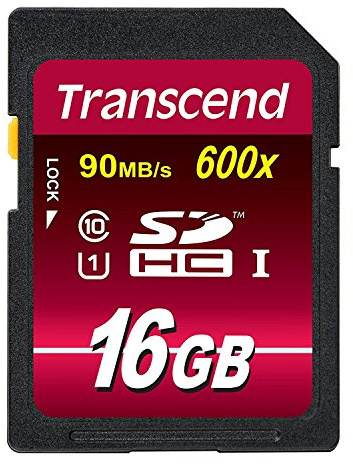 Transcend Ultimate-Speed SDHC Class 10 UHS-1 16GB Speicherkarte (bis 90MB/s Lesen)