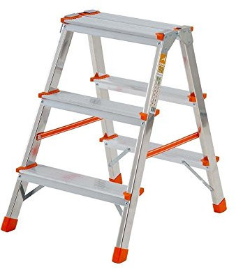 Gierre Scale Sgabello Stylo a doppia salita in alluminio, argento (2 gradini+pavimento)